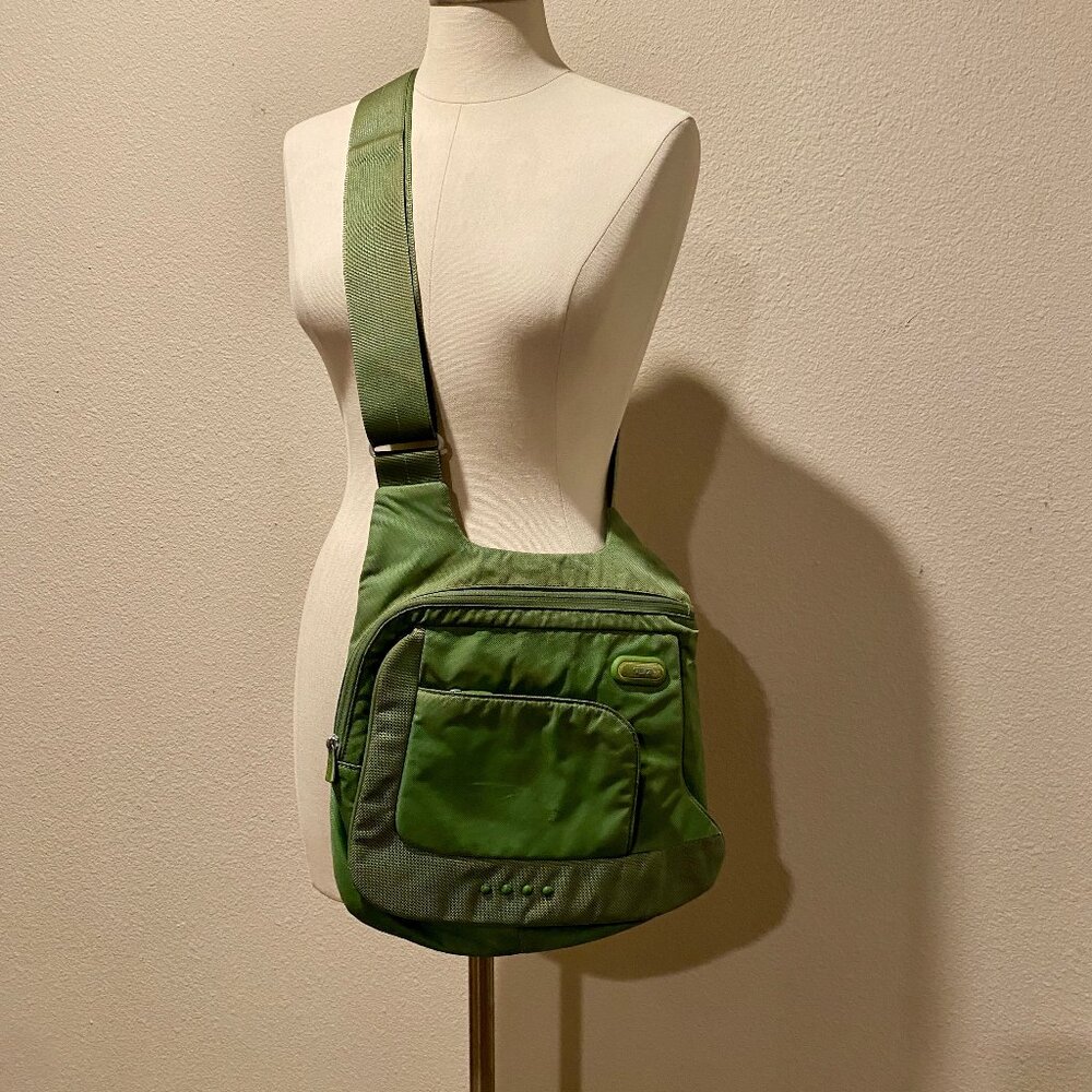 Tumi Green Crossbody Travel Bag Purse Shoulder Messenger 12x12